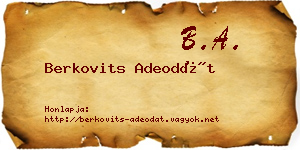 Berkovits Adeodát névjegykártya